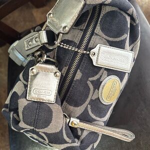 Coach Signature Stripe Hobo Handbag in denim signature